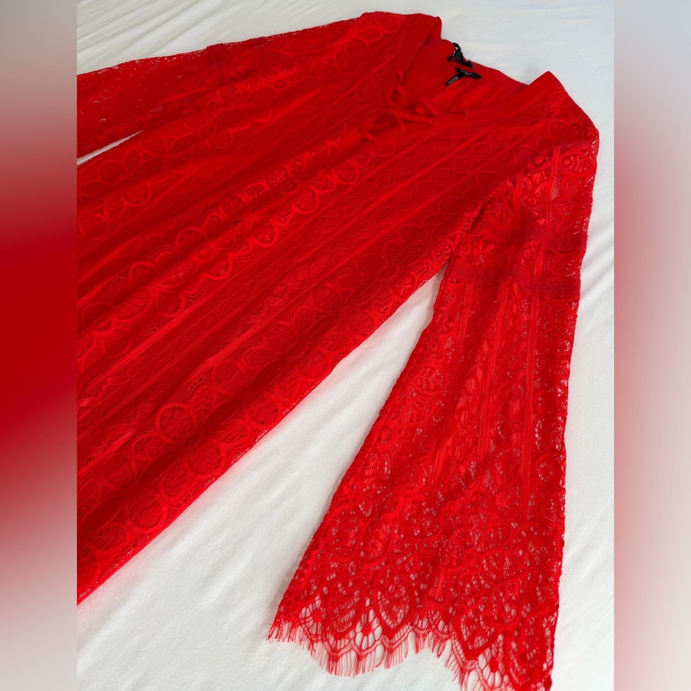 David Bitton Dress red lace size PS NWT - Picture 9 of 16